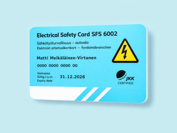 Sähkötyöturvallisuus SFS 6002 – autoala