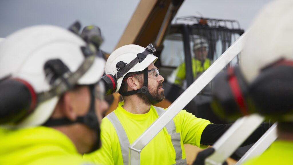 Engineers working on wind turbine